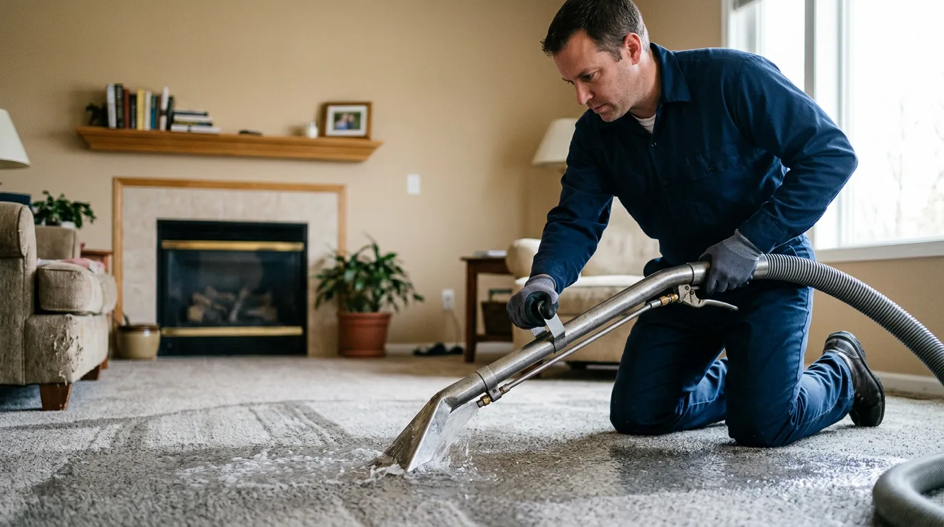 Water damage restoration technician working near Butler, IN